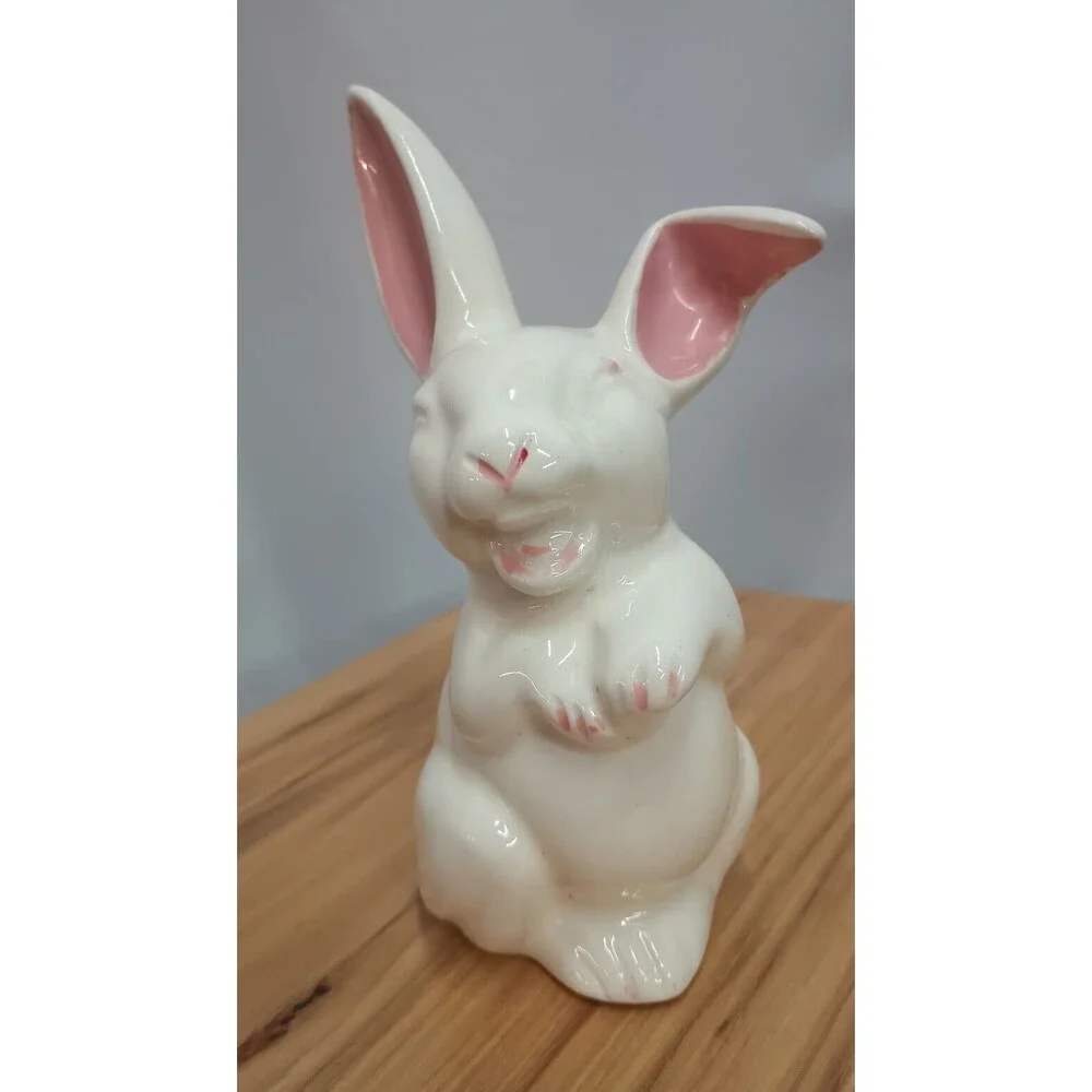 Vintage Laughing Bunny Cotton Ball Dispenser Tail Rabbit